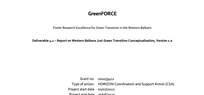 Raport mbi konceptimin e Tranzicionit të Gjelbër në Ballkanin Perëndimor